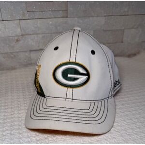 Green Bay Packers Reebok NFL On Field Hat Cap White Stretch Fit Adult L/XL